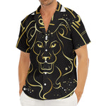 Gold And Black Leo Sign Print Men's Deep V-Neck Shirt