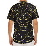 Gold And Black Leo Sign Print Men's Deep V-Neck Shirt