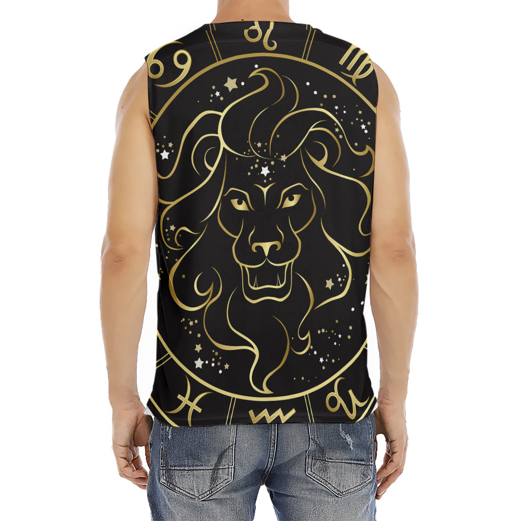 Gold And Black Leo Sign Print Men's Fitness Tank Top