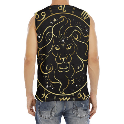 Gold And Black Leo Sign Print Men's Fitness Tank Top