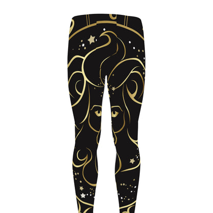 Gold And Black Leo Sign Print Men's leggings