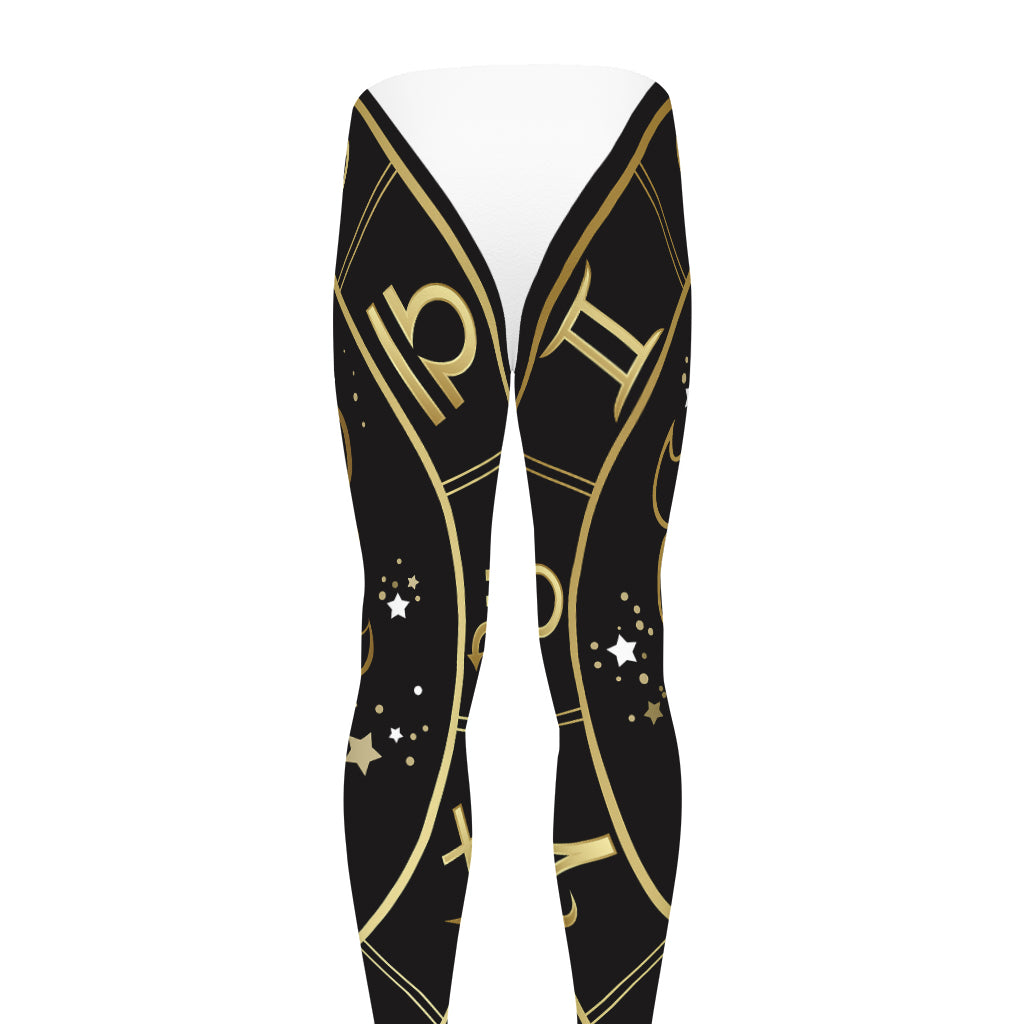 Gold And Black Leo Sign Print Men's leggings