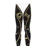 Gold And Black Leo Sign Print Men's leggings