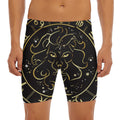 Gold And Black Leo Sign Print Men's Long Boxer Briefs
