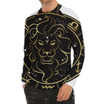 Gold And Black Leo Sign Print Men's Long Sleeve Rash Guard