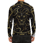 Gold And Black Leo Sign Print Men's Long Sleeve Rash Guard