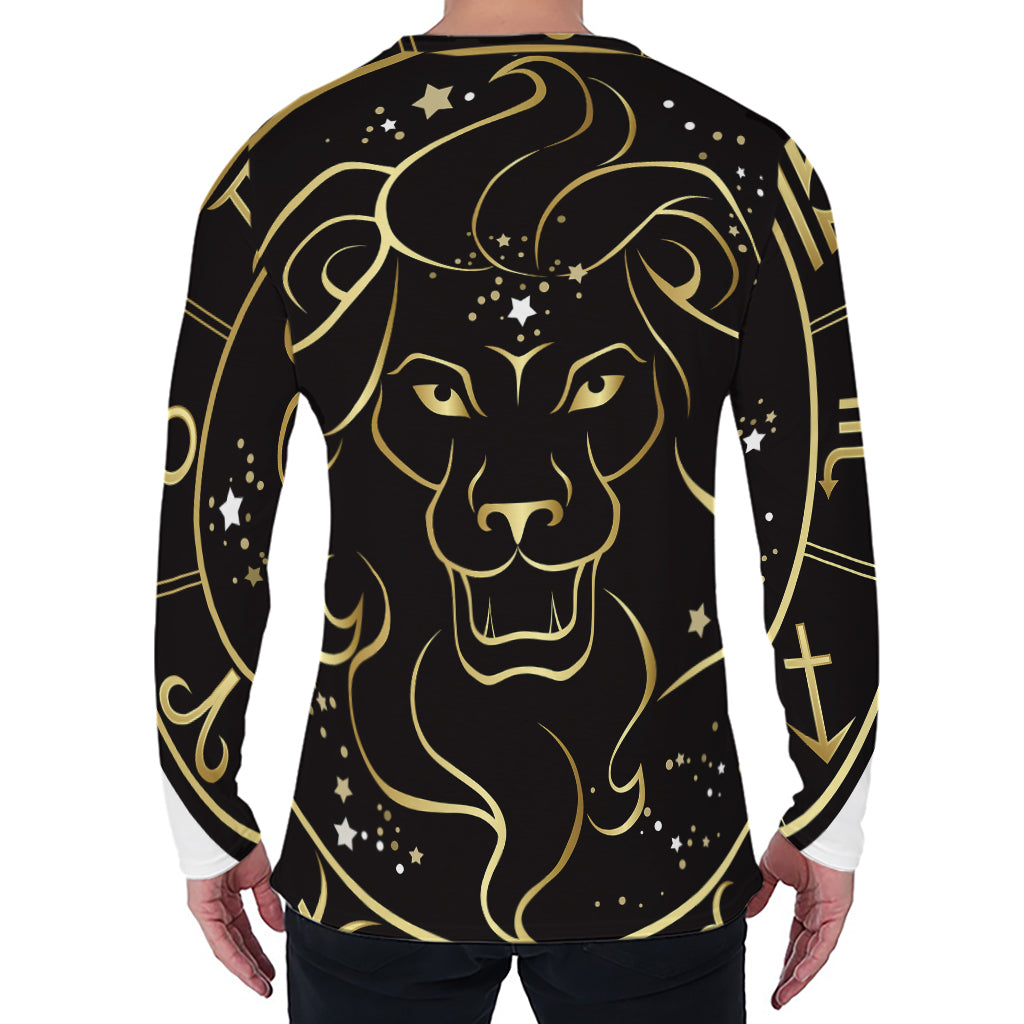Gold And Black Leo Sign Print Men's Long Sleeve T-Shirt