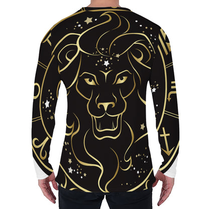 Gold And Black Leo Sign Print Men's Long Sleeve T-Shirt