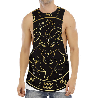 Gold And Black Leo Sign Print Men's Muscle Tank Top