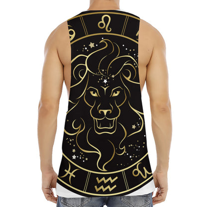 Gold And Black Leo Sign Print Men's Muscle Tank Top