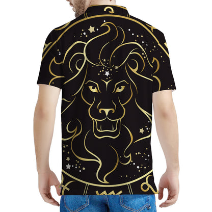 Gold And Black Leo Sign Print Men's Polo Shirt