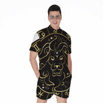 Gold And Black Leo Sign Print Men's Rompers