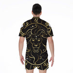 Gold And Black Leo Sign Print Men's Rompers