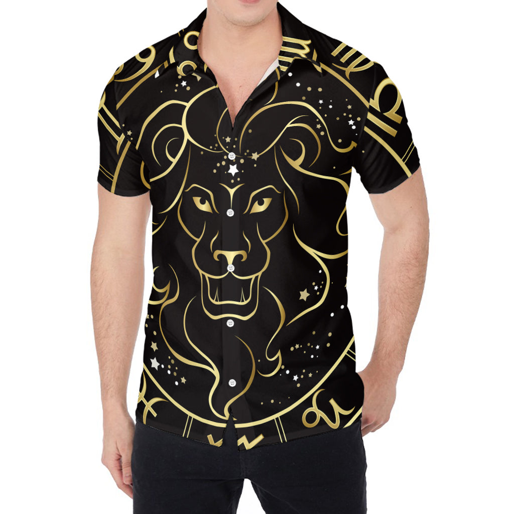 Gold And Black Leo Sign Print Men's Shirt
