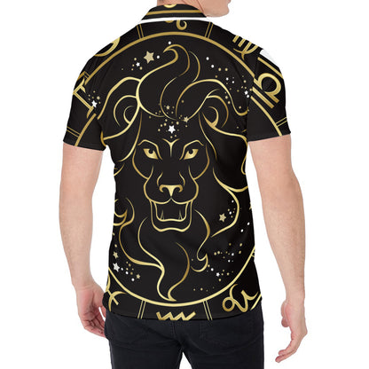 Gold And Black Leo Sign Print Men's Shirt
