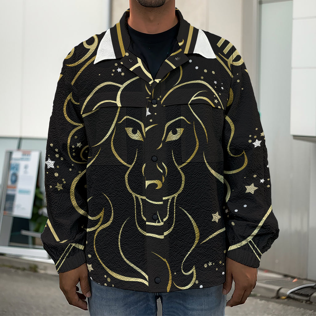 Gold And Black Leo Sign Print Men's Shirt Jacket