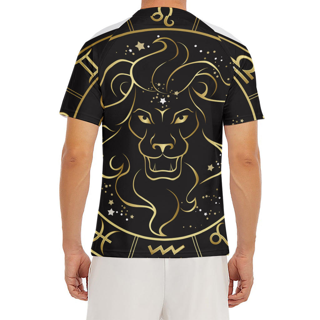 Gold And Black Leo Sign Print Men's Short Sleeve Rash Guard