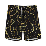 Gold And Black Leo Sign Print Men's Sports Shorts