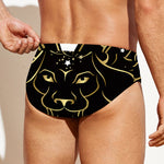 Gold And Black Leo Sign Print Men's Swim Briefs