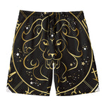 Gold And Black Leo Sign Print Men's Swim Trunks