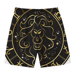 Gold And Black Leo Sign Print Men's Swim Trunks