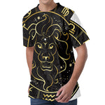 Gold And Black Leo Sign Print Men's Velvet T-Shirt