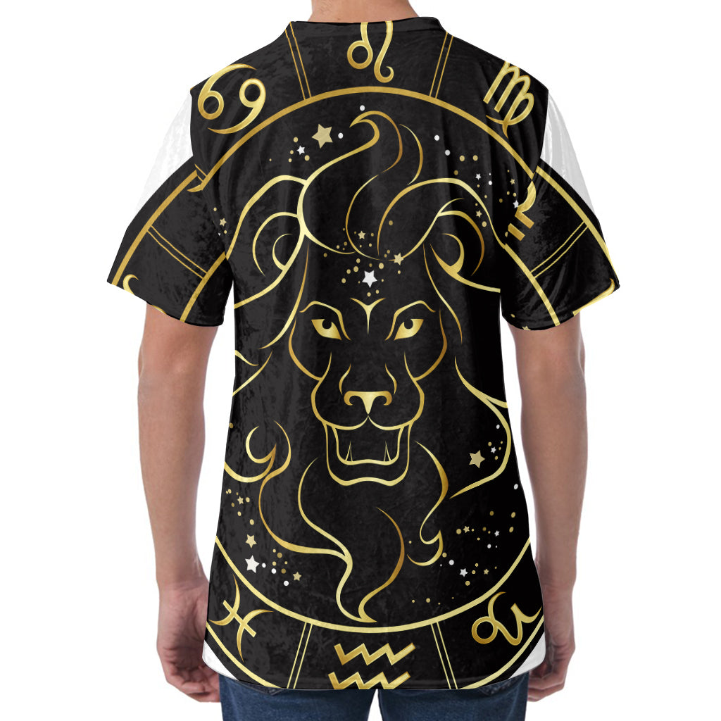 Gold And Black Leo Sign Print Men's Velvet T-Shirt