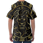 Gold And Black Leo Sign Print Men's Velvet T-Shirt