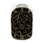 Gold And Black Leo Sign Print Mesh Laundry Hamper