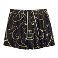 Gold And Black Leo Sign Print Mesh Shorts