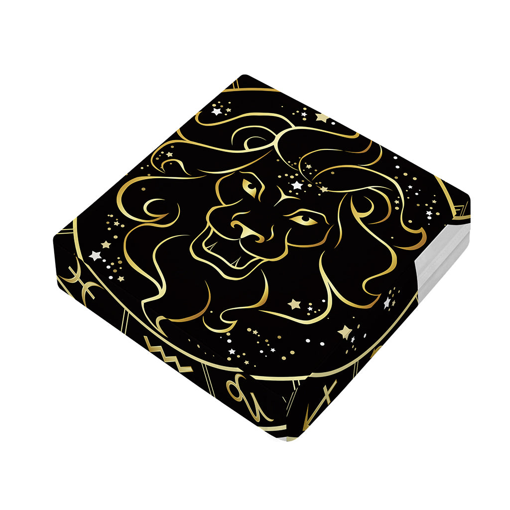 Gold And Black Leo Sign Print Outdoor Seat Cushion Cover