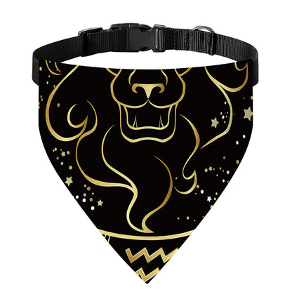 Gold And Black Leo Sign Print Over The Collar Dog Bandana