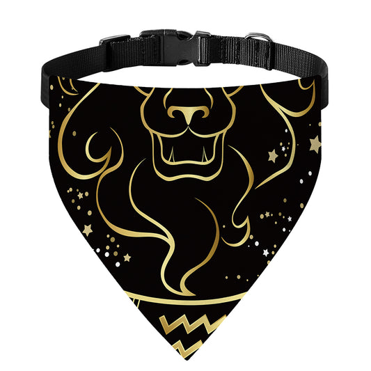 Gold And Black Leo Sign Print Over The Collar Dog Bandana