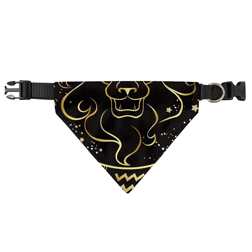 Gold And Black Leo Sign Print Over The Collar Dog Bandana