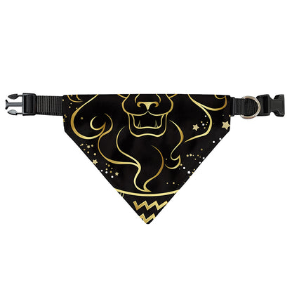 Gold And Black Leo Sign Print Over The Collar Dog Bandana