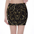 Gold And Black Leo Sign Print Pencil Mini Skirt