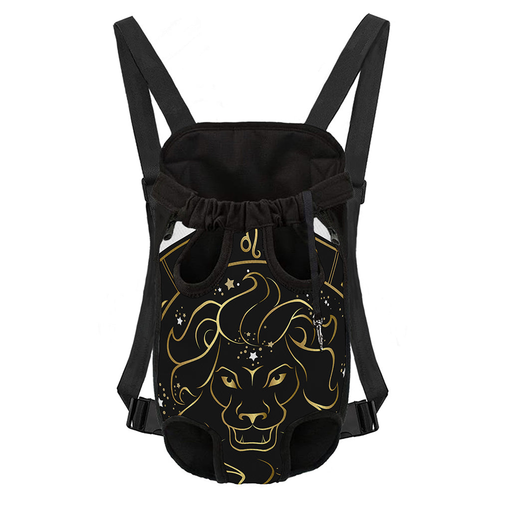 Gold And Black Leo Sign Print Pet Carrier Backpack