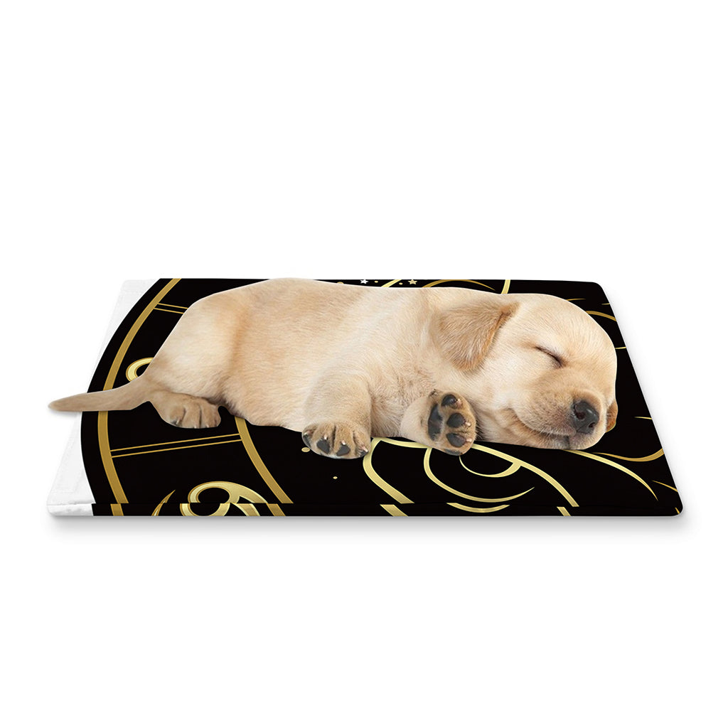 Gold And Black Leo Sign Print Pet Cooling Mat Cover