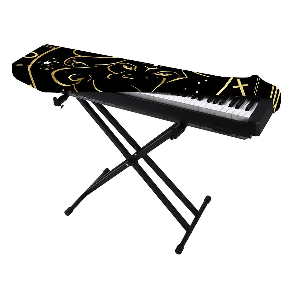 Gold And Black Leo Sign Print Piano Keyboard Cover