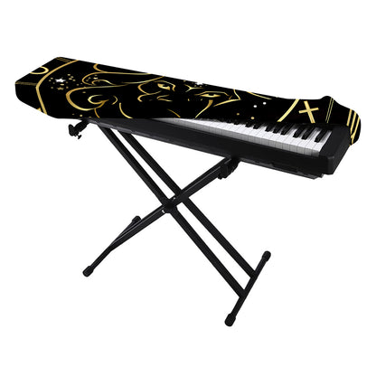 Gold And Black Leo Sign Print Piano Keyboard Cover