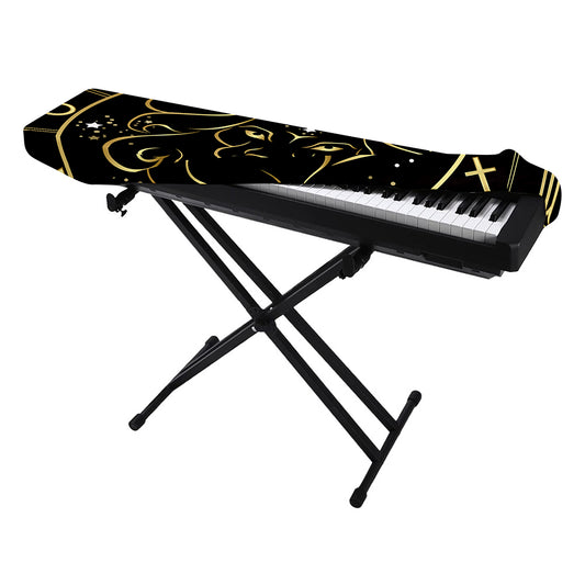 Gold And Black Leo Sign Print Piano Keyboard Cover