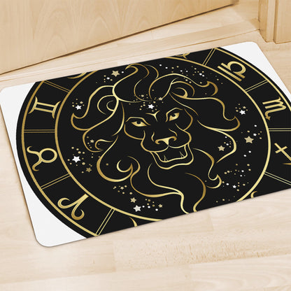 Gold And Black Leo Sign Print Polyester Doormat