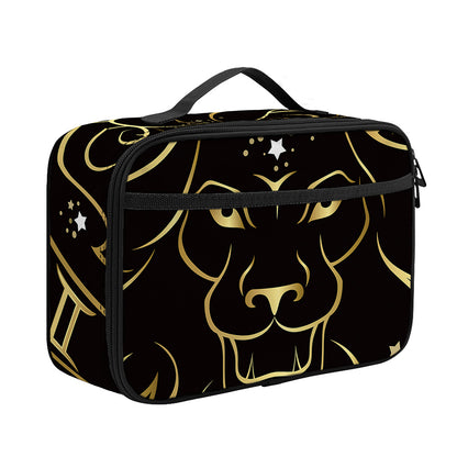 Gold And Black Leo Sign Print Portable Lunch Bag