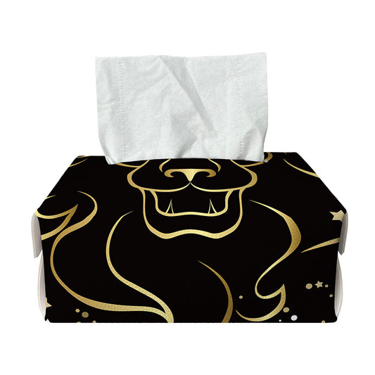 Gold And Black Leo Sign Print Rectangle Tissue Box Cover