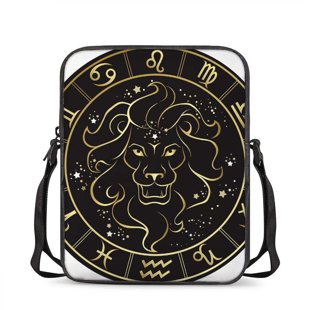 Gold And Black Leo Sign Print Rectangular Crossbody Bag