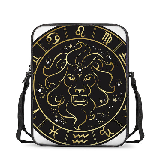 Gold And Black Leo Sign Print Rectangular Crossbody Bag