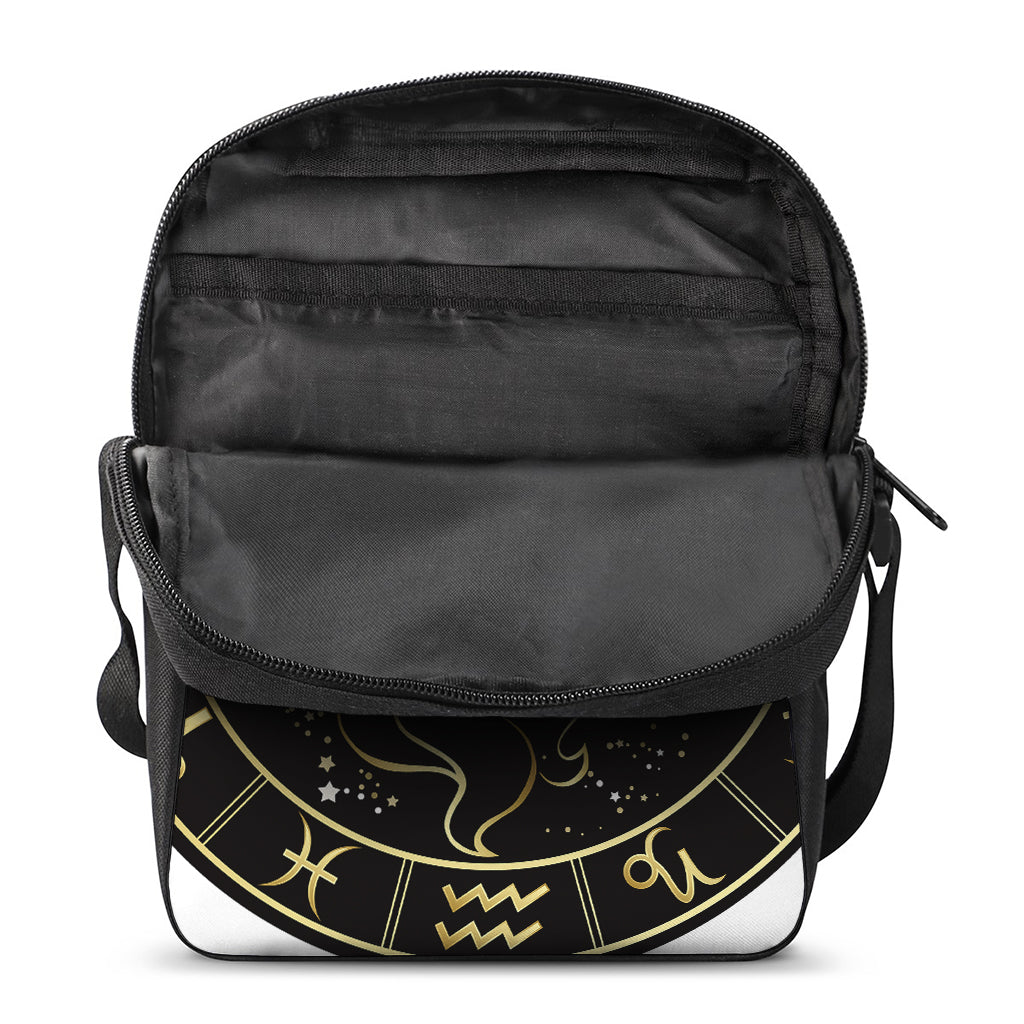 Gold And Black Leo Sign Print Rectangular Crossbody Bag