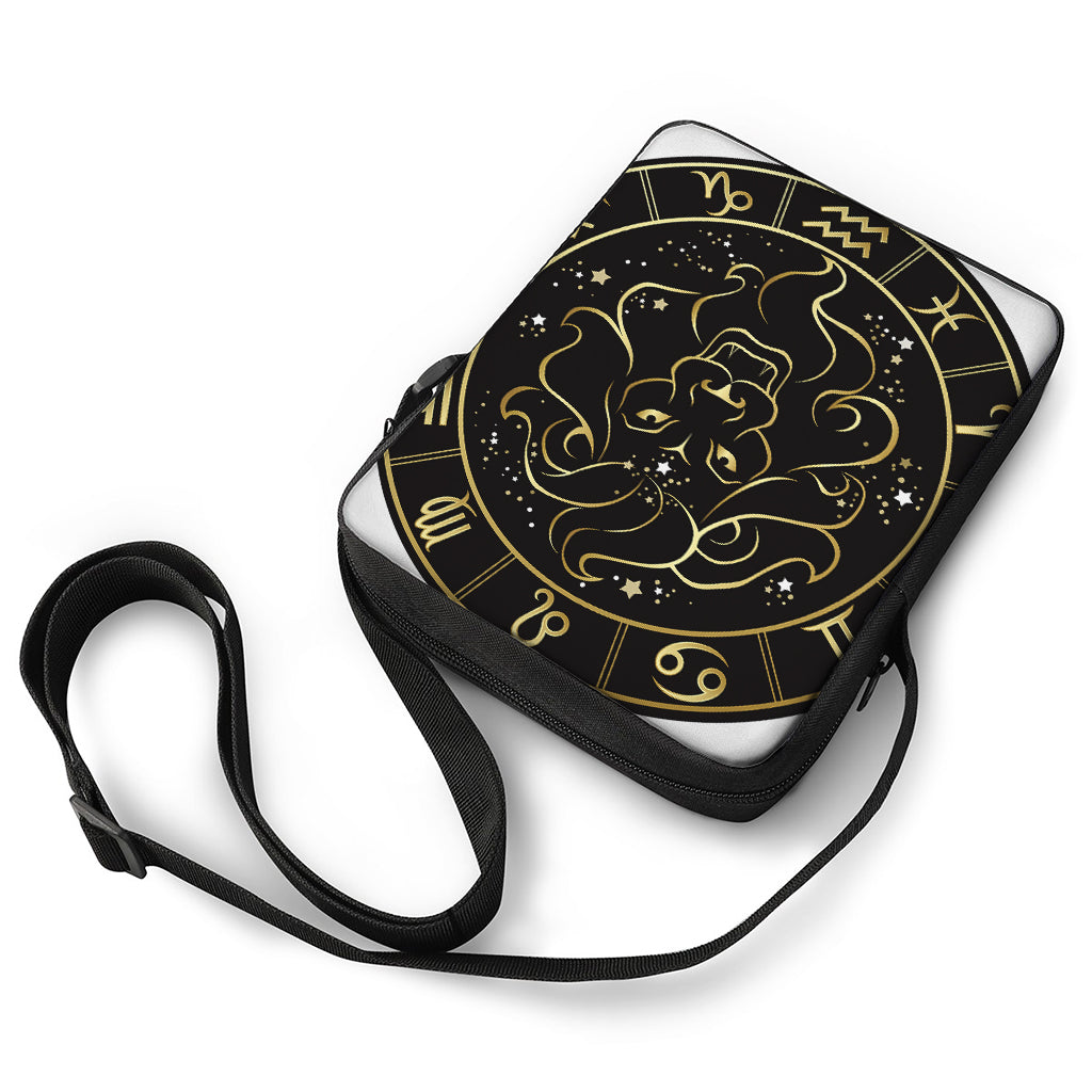 Gold And Black Leo Sign Print Rectangular Crossbody Bag