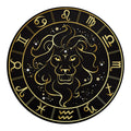 Gold And Black Leo Sign Print Round Blanket