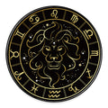 Gold And Black Leo Sign Print Round Floor Mat